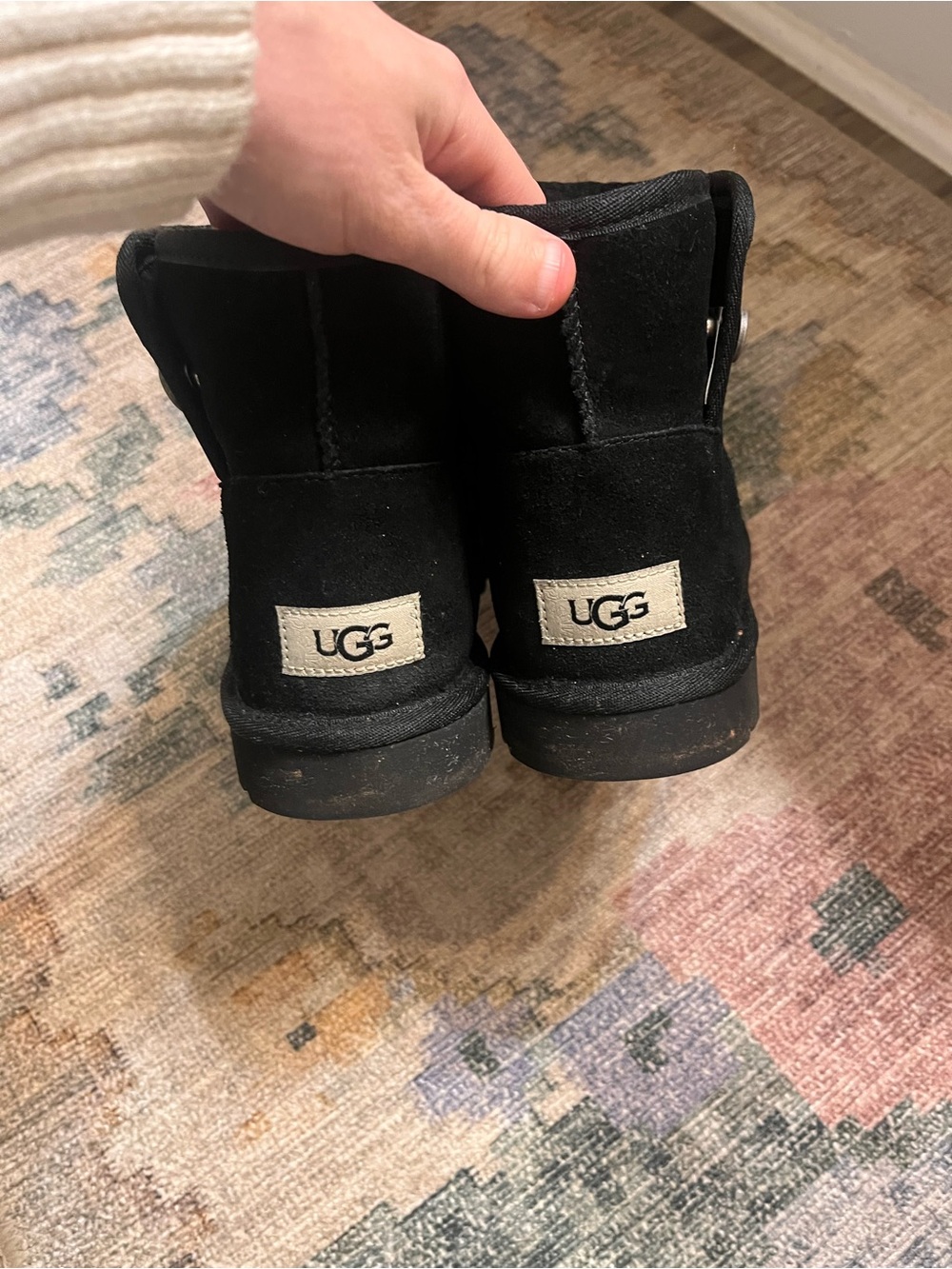UGG Black Short Button Side Boot - Picture 3 of 8